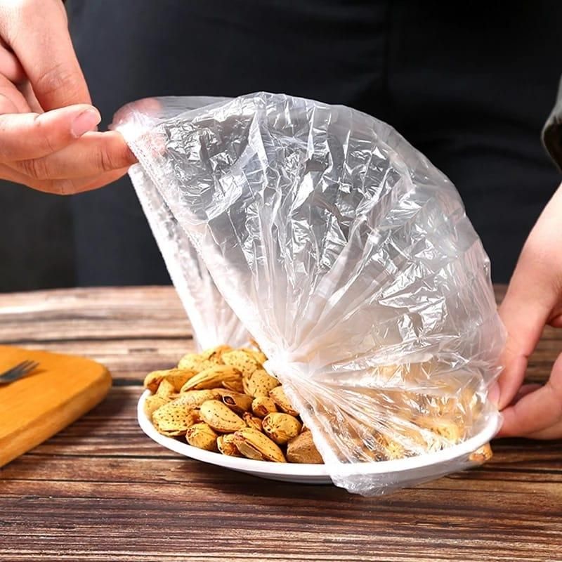 Food Covering Bag-Elastic Stretch Adjustable Bowl Lids Universa Plastic Bags Food Cover( 100 Pcs)