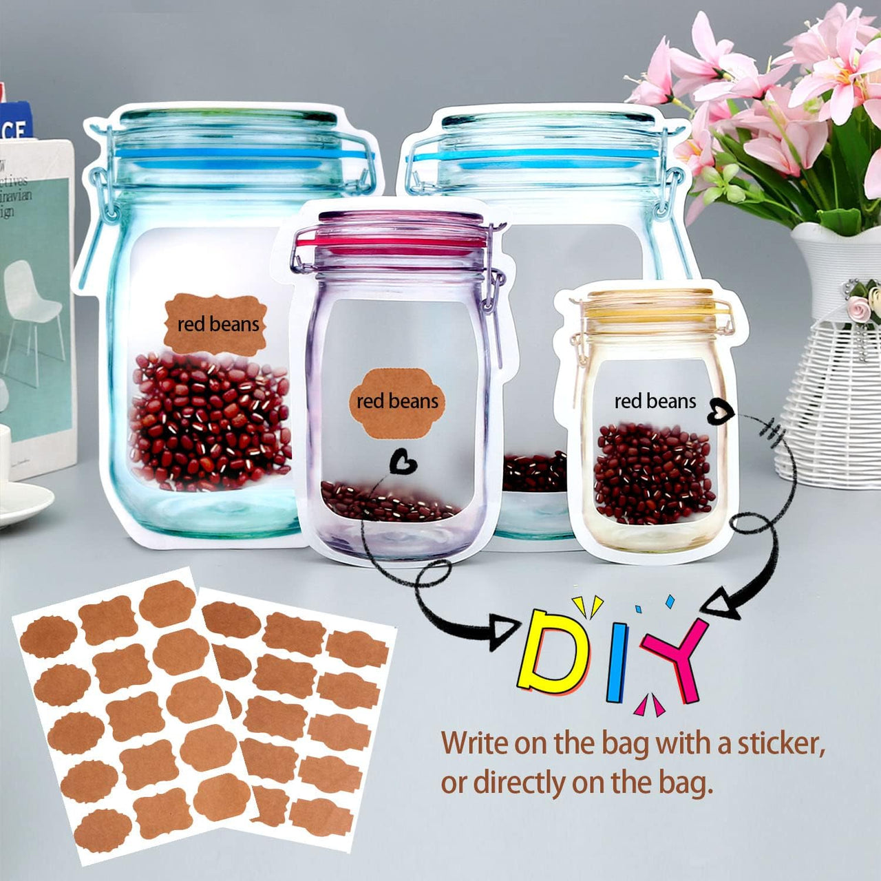 Jar Shape Food Storage Pouch - Reusable & Washable